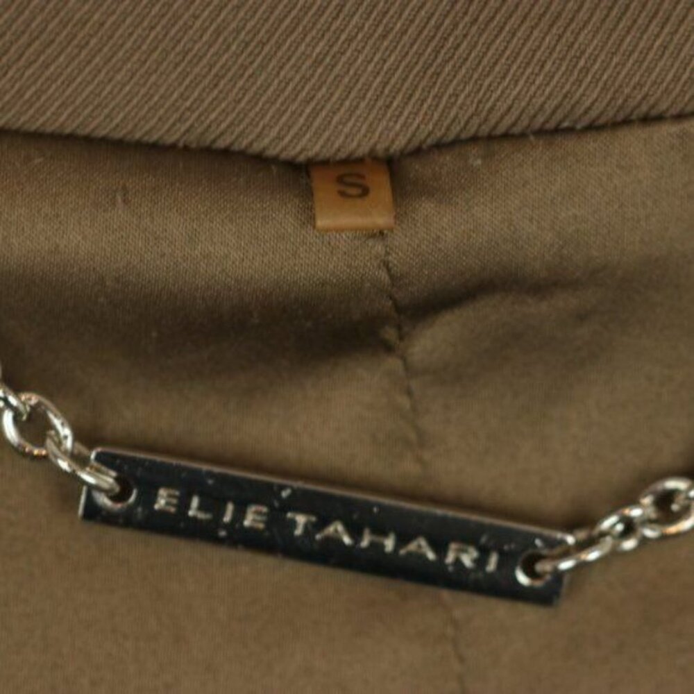 Elie Tahari Women's Small Brown Wool Blend Lined Button Up Trench Coat - Picture 7 of 8